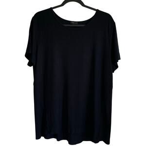 J. Jill Wearever Collection Black Short Sleeve Top Size L Stretch Jersey Staple